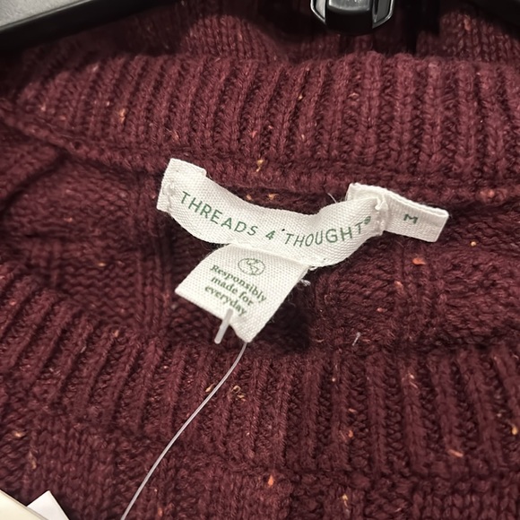 NWT Threads 4 Thought Burgundy Red Long Raglan Sleeve Crew Neck Sweater - Picture 3 of 5